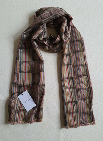 PAUL SMITH SCARF SILK WOOL SIGNATURE STRIPE CIRCLE SQUARE LIBERTY BNWT RRP £175