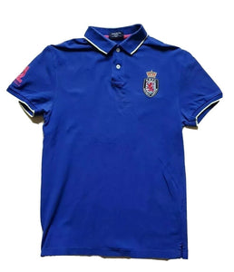 HACKETT Polo Shirt Mens S HRFC Crest Royal Blue Cotton No 1 Authentic