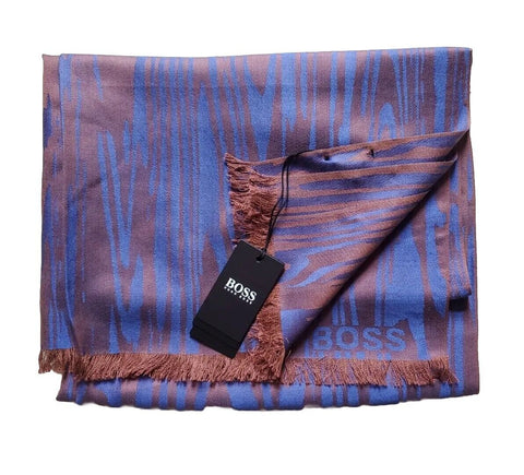 HUGO BOSS Pashmina Scarf Shawl Cashmere Wool Blue Bronze Rrp £189