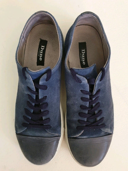 MENS DUNE TRAINERS SHOES Mens UK 8 EU 42 Blue Suede Leather RRP £75