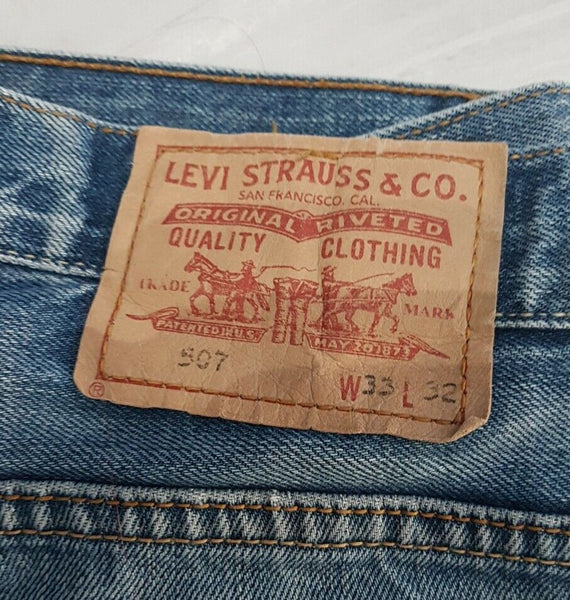 LEVIS 507 JEANS Mens W 33 L 32 BLUE DENIM RED TAB REGULAR FIT no 928