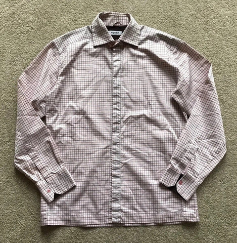 NIGEL HALL Shirt Mens 15 Collar Pink Check