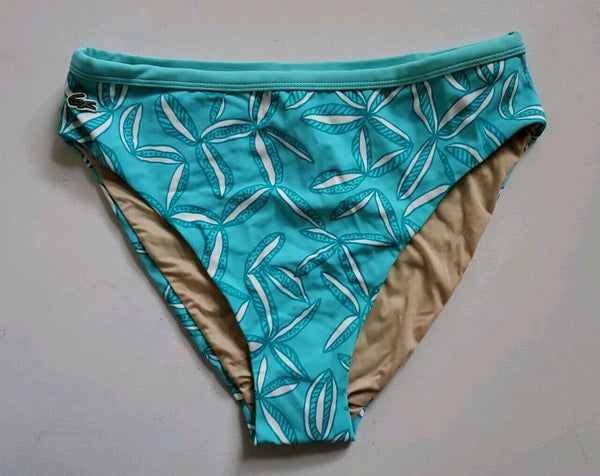 LACOSTE Bikini Swimsuit 2 Piece Size 12 Turquoise Blue Floral New With Pouch