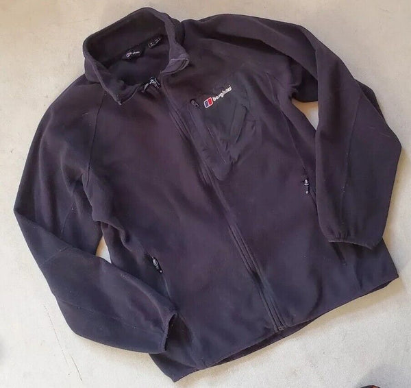 BERGHAUS FLEECE Womens L JUMPER SWEATSHIRT FULL ZIP BLACK VGC RRP £85