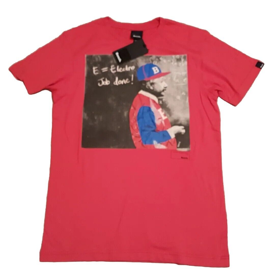 BENCH ALBERT EINSTEIN T-SHIRT Mens S Regular Fit Red Cotton Rrp £30