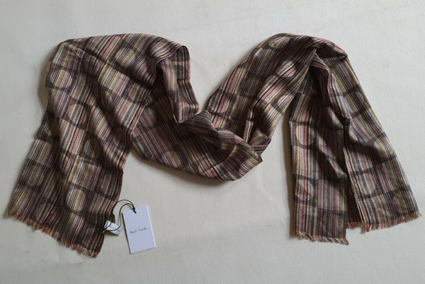 PAUL SMITH SCARF SILK WOOL SIGNATURE STRIPE CIRCLE SQUARE LIBERTY BNWT RRP £175