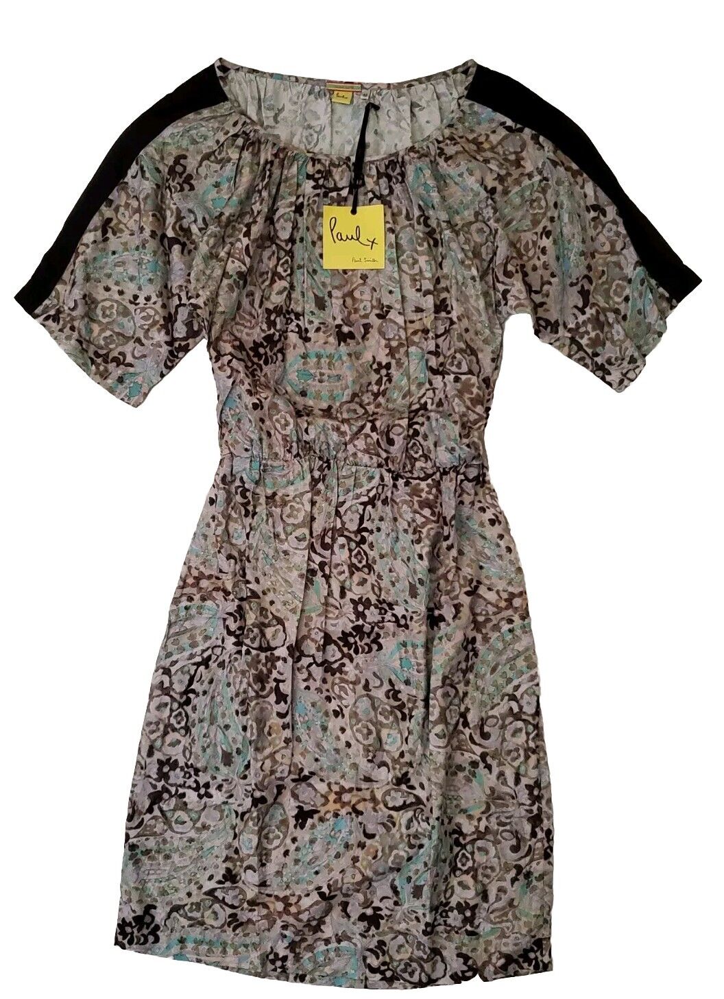 PAUL SMITH Summer Dress Womens S Floral Effect Italian Cloth Blue and Grey