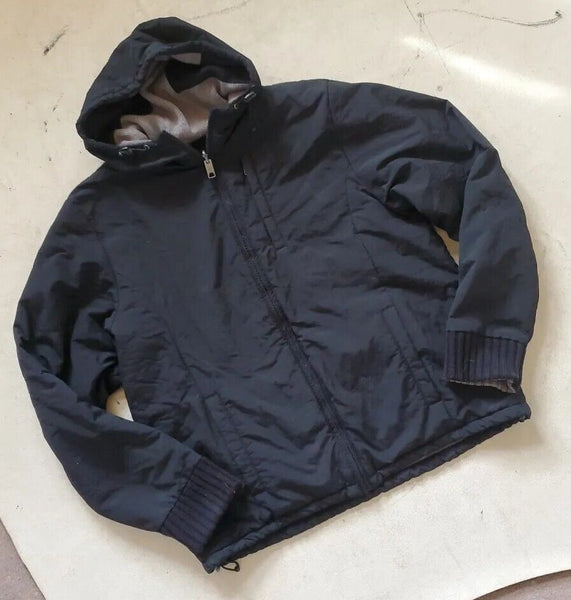 SCHOTT NY Reversible Jacket Coat Mens XL Black Grey Hooded Waterproof and Knit