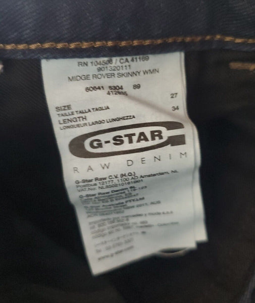 G-STAR RAW Jeans Midge Rover Skinny Womens 27 x 34  Slim Denim BNWT No 2