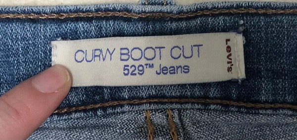 LEVIS 529 JEANS Womens W 28 L 26 Curvy Boot Cut Blue Denim Red Tab No 428