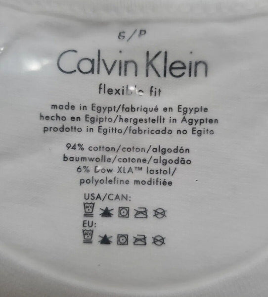 CALVIN KLEIN Tshirt x 2 Pack Mens S White Egyptian Cotton Flex Fit Rrp £45