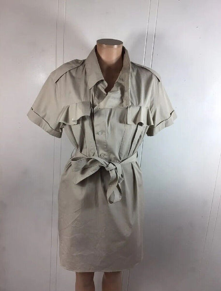 BURBERRY SAFARI SHIRT DRESS Womens UK 8 Beige Cotton Belted Made Italy RRP £895