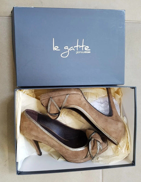 LE GATTE ITALIAN SHOES Womens UK 4 EU 36 Light Mocha Brown Suede RRP £89