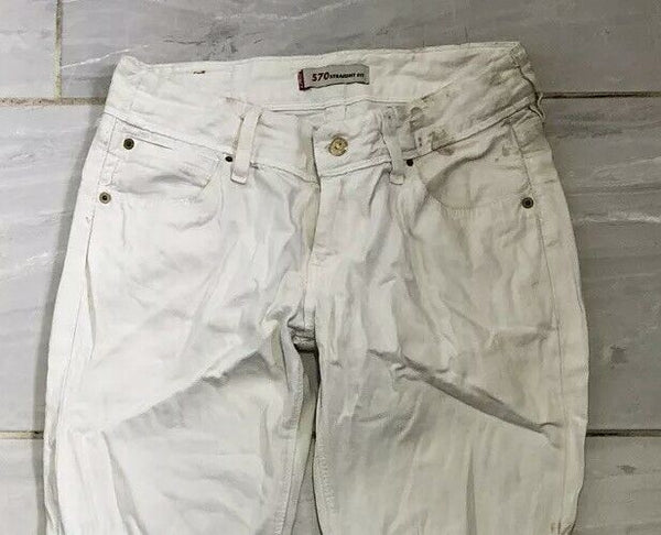 LEVIS 570 JEANS Womens W 30 L 28 WHITE  DENIM STRAIGHT FIT (597)