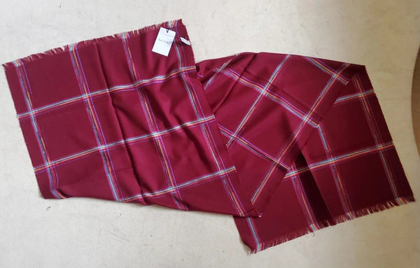 PAUL SMITH SCARF Mens Cashmere Wool Artist Check Burgundy Made in UK Rrp £165