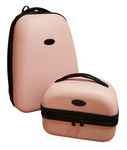 METROPOLIS CABIN SUITCASE and VANITY CASE SET Hardshell 2 Wheels Lock Pink