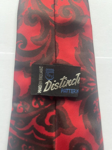 VINTAGE TIE Abstract Red Black Made in England Original 1970's