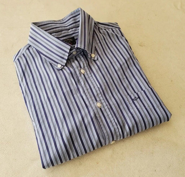 PAUL SHARK SHIRT Mens 44 BLUE STRIPED COTTON REGULAR FIT - AUTHENTIC