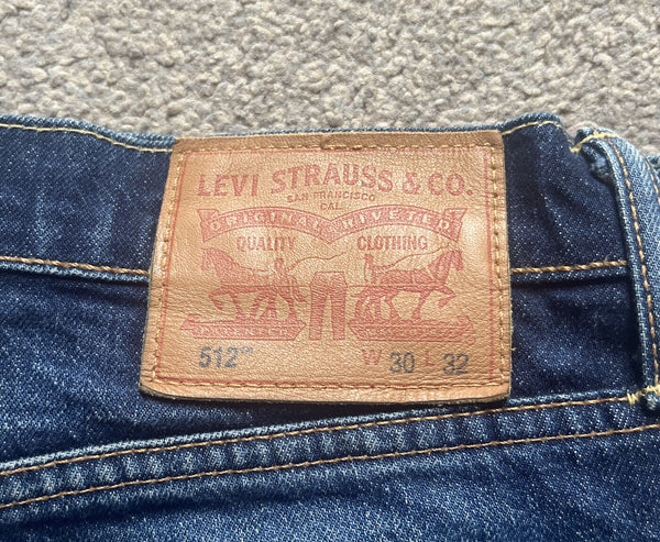 LEVIS 512 JEANS Mens W 30 L 32 vintage blue denim red tab slim fit A42