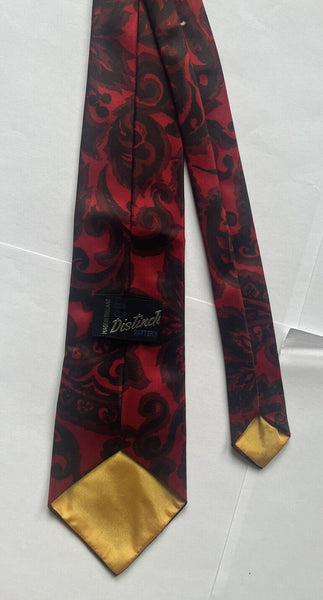 VINTAGE TIE Abstract Red Black Made in England Original 1970's