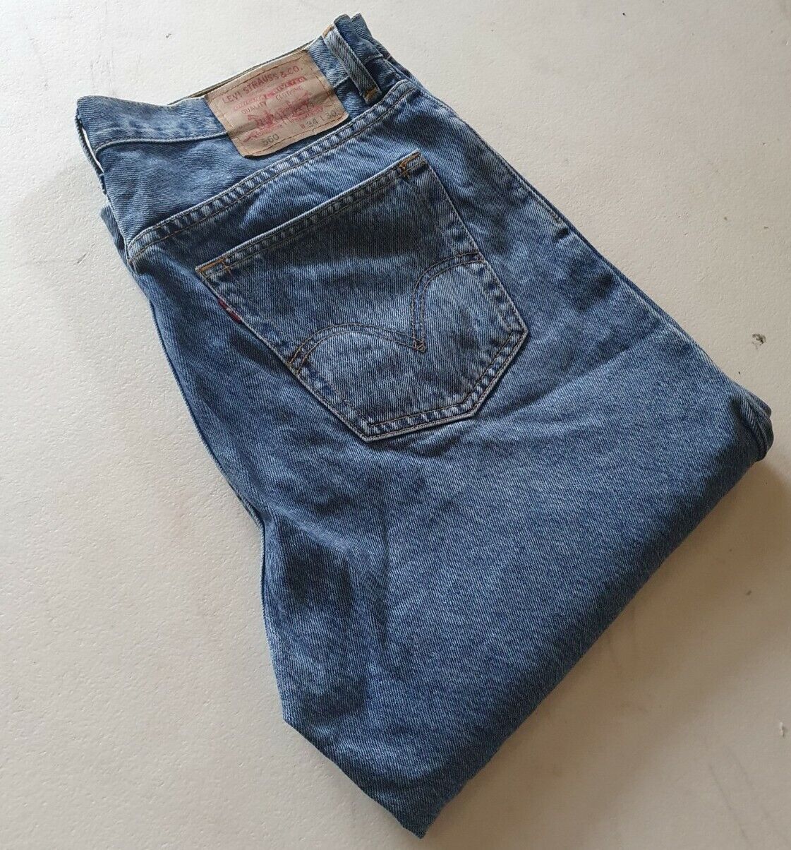 Vtg Levis 560 Jeans Tag 36 X factory 36 Comfort Fit Tapered Leg Denim Western. Made USA