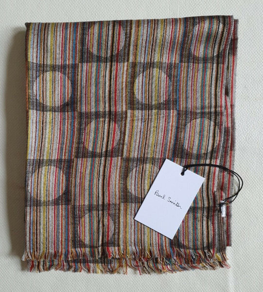 PAUL SMITH SCARF SILK WOOL SIGNATURE STRIPE CIRCLE SQUARE LIBERTY BNWT RRP £175