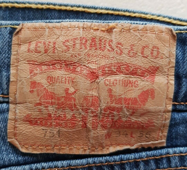 LEVIS 751 JEANS Mens W 34 L 34 VINTAGE BLUE DENIM RED TAB REGULAR FIT (149)