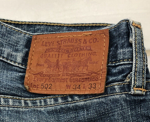 LEVIS 502 Jeans W 34 L 28 Blue Denim Straight Fit Red Tab No 711