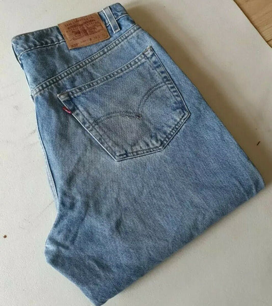 LEVIS 550 JEANS W 38 L 32 Vintage Relaxed Fit Blue Denim Red Tab (67)