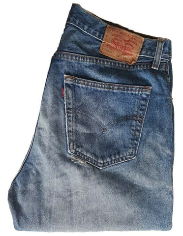 LEVIS 521 JEANS Mens W 36 L 28 VINTAGE BLUE DENIM RED TAB CLASSIC FIT (201)