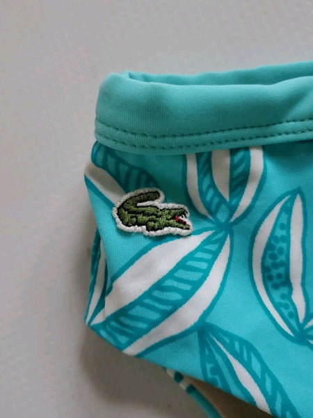 LACOSTE Bikini Swimsuit 2 Piece Size 12 Turquoise Blue Floral New With Pouch