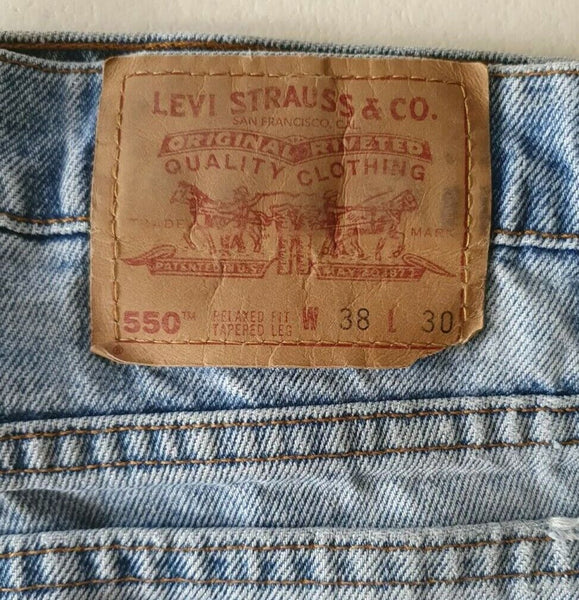 LEVIS 550 JEANS Mens W 38 L 30 Classic Fit Red Tab Blue Denim No 63