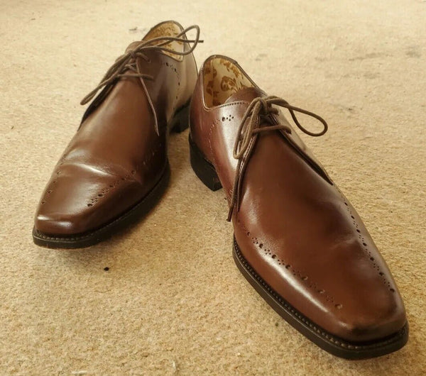 LOAKE QUINN SHOES Mens UK 6.5 EU 40 Brown Seam Stitched Goodyear Welted