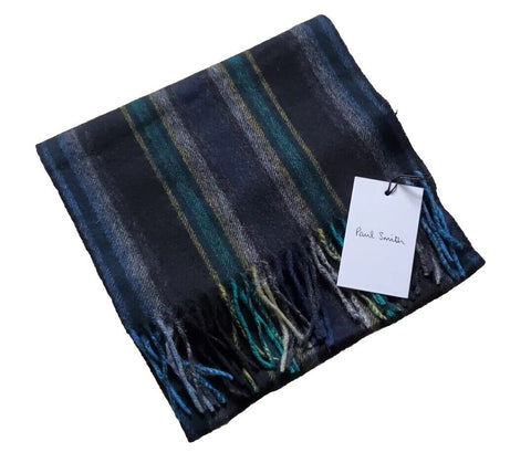 PAUL SMITH SCARF Mens Signature Stripes Lambswool Made In Uk Rrp £140