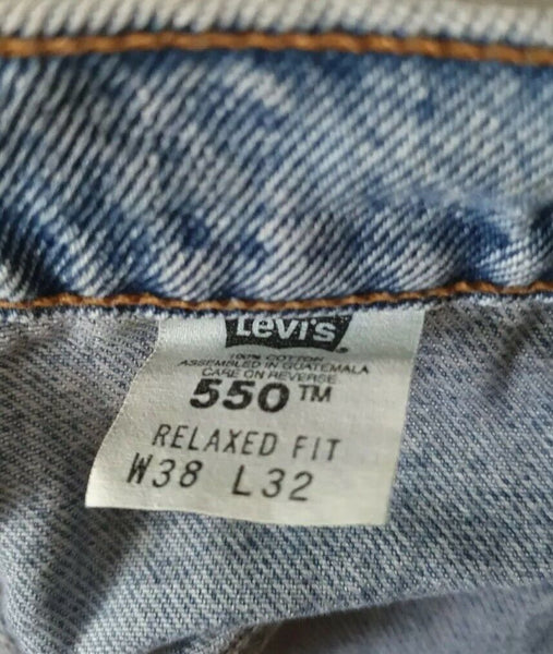 LEVIS 550 JEANS W 38 L 32 Vintage Relaxed Fit Blue Denim Red Tab (67)