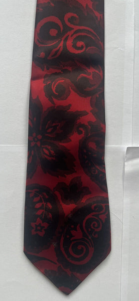 VINTAGE TIE Abstract Red Black Made in England Original 1970's