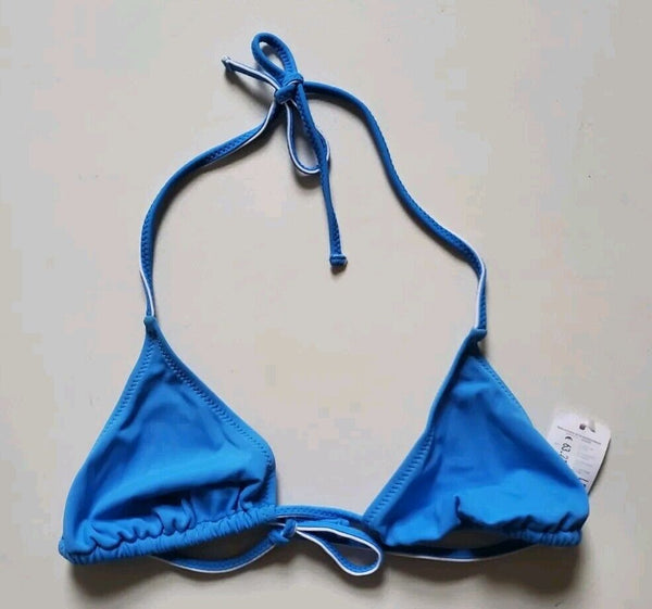 LACOSTE Bikini Swimsuit 2 Piece Halter Neck Size M Blue New With Pouch