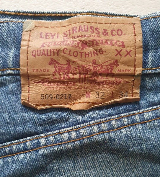 LEVIS 509 JEANS Mens W 32 L 28 VINTAGE BLUE DENIM RED TAB CLASSIC FIT no 31