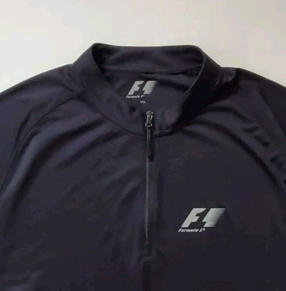 F1 Formula 1T Shirt Tshirt Mens XXL Quarter Zip Black Silver Official Merch