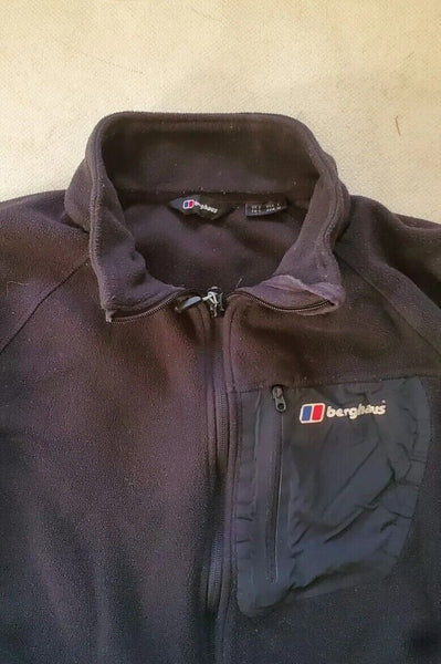 BERGHAUS FLEECE Womens L JUMPER SWEATSHIRT FULL ZIP BLACK VGC RRP £85