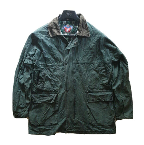 ROYAL PADDOCK Wax Jacket Coat Mens M Green Waxed Cotton Vintage Made In UK (72)