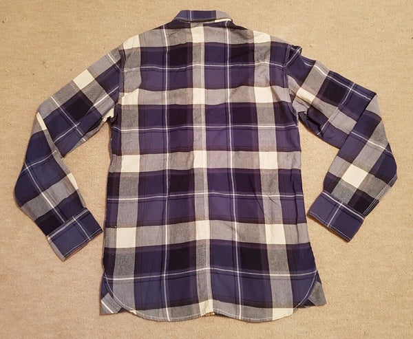FRENCH CONNECTION SHIRT FCUK Mens S Navy Plaid Check Flannel RRP £40