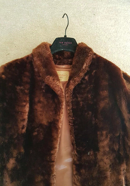 Martins of London Coney Fur Coat UK Size 14 - 16 Dark Brown Vintage 1950s