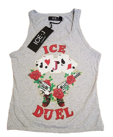 ICEBERG ICE-J DUEL Vest Top Womens 10 Grey Cotton Blend Stretch Made In Italy