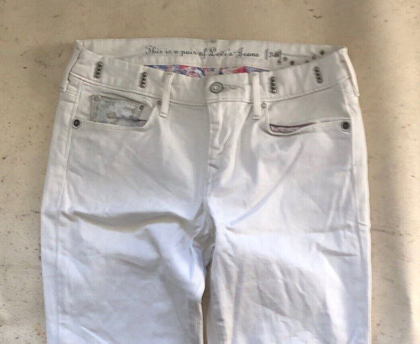 LEVIS 710 JEANS Womens W 30 L 30 WHITE DENIM BOOTCUT FIT RED TAB  no 445