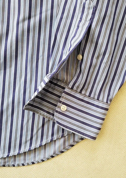 PAUL SHARK SHIRT Mens 44 BLUE STRIPED COTTON REGULAR FIT - AUTHENTIC