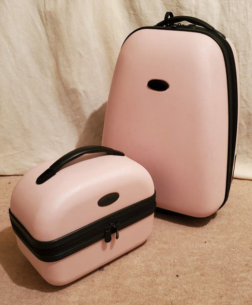 METROPOLIS CABIN SUITCASE and VANITY CASE SET Hardshell 2 Wheels Lock Pink