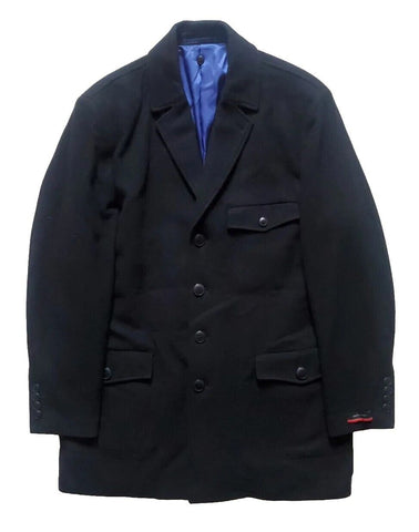 PIERRE CARDIN OVERCOAT Trench Coat Mens L Black Wool New With Tags