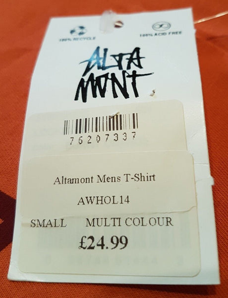 ALTAMONT T SHIRT Mens S Orange Big Logo Rrp £25 Bnwt