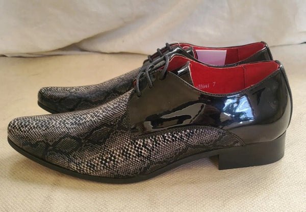 ROSSELLINI SHOES Mens UK 7 EU 41 Retalino Black Leather Python Pattern Italy